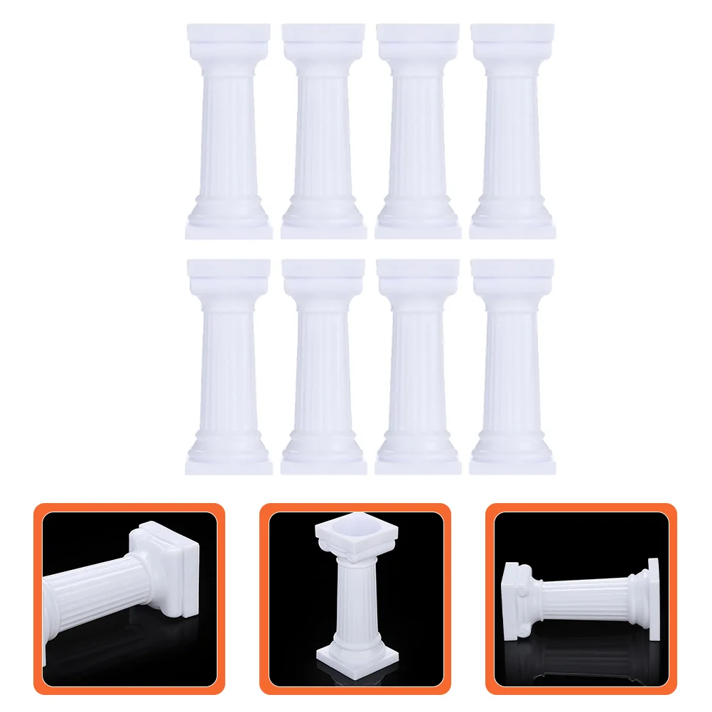 8 Pcs Roman Pillar Cake Stand Square Pillars Multiple Cakes Plastic Display Turntable