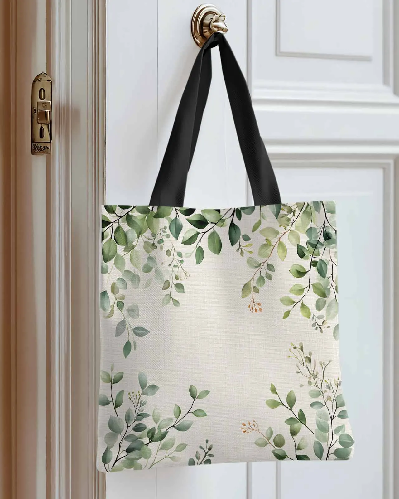 

Eucalyptus Leaf Linen Sole Canvas Bag Handbag Oxford Cloth Eco Shopping Storage Bag for Home Use