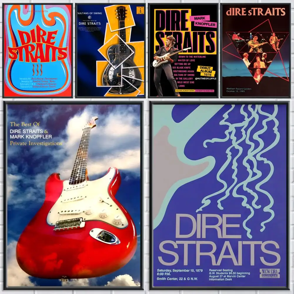 Band Dire S-Straits Poster für Zuhause, Wohnzimmer, Schlafzimmer, Bar, Flur, klebriger Wanddruck, wasserfest, ästhetische Dekoration