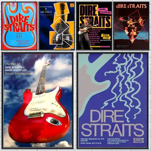 Band Dire S-Straits Poster Home Living Bed Room Bar Hallway Sticky Wall Printing Waterproof Aesthetic Decor