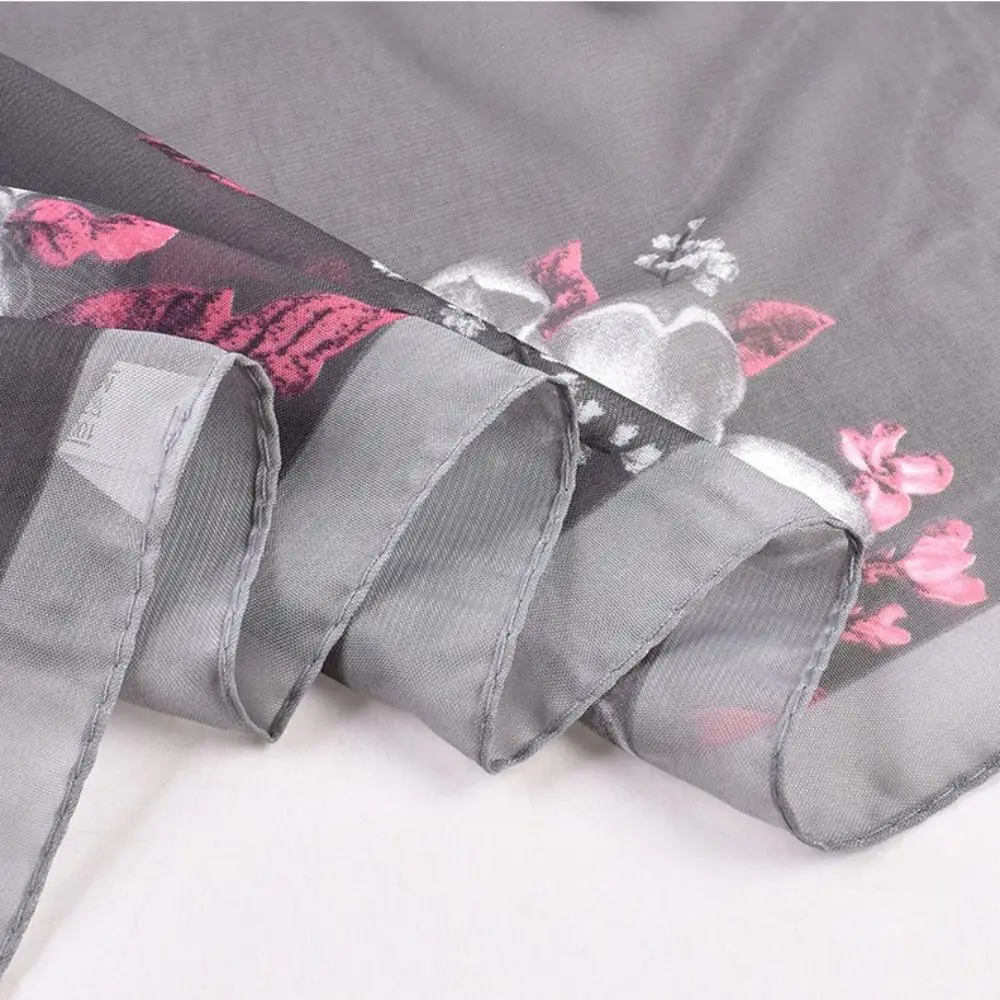 Nuova sciarpa in chiffon con stampa floreale Sciarpe da spiaggia lunghe in seta con scialle morbido e sottile