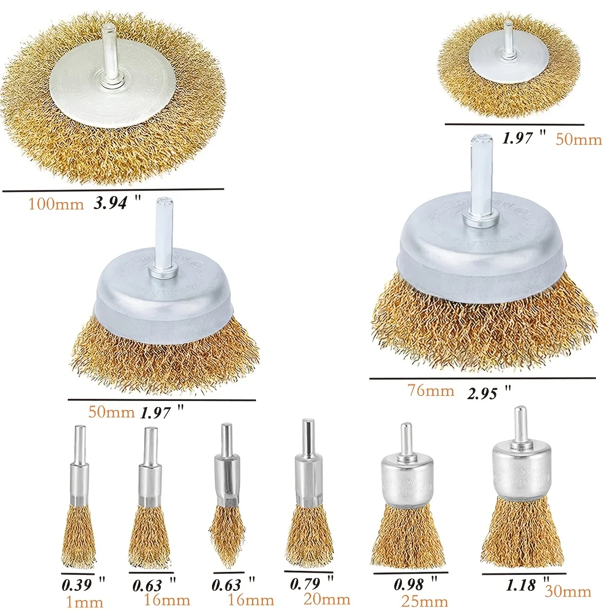 Wire Brush Wheel Cup Brush Set,10 Pack Coarse Crimped 1/4 Inch Shank Wire Wheel for Drill Attachment