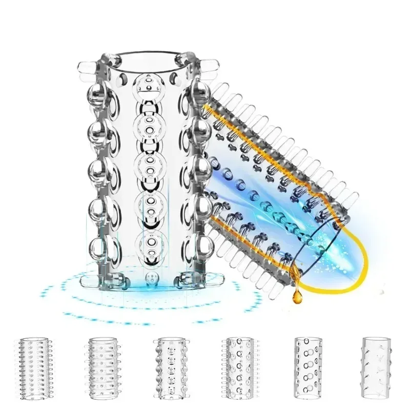 6 قطعة كم القضيب الشفاف الواقي الذكري لعبة الجنس للرجال الانتصاب توسيع قابلة لإعادة الاستخدام تأخير خاتم الديك تحفيز الأزواج ألعاب جنسية 18 #2