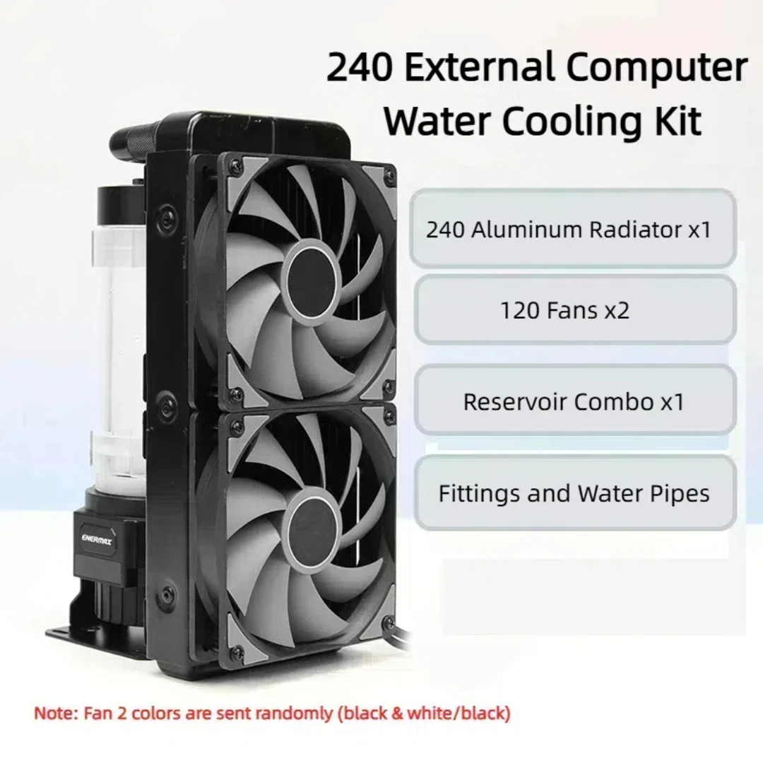 Computer external water Cooling 240 aluminum radiator kit, integrated pump reservoir and radiator cooling CPU and graphics card