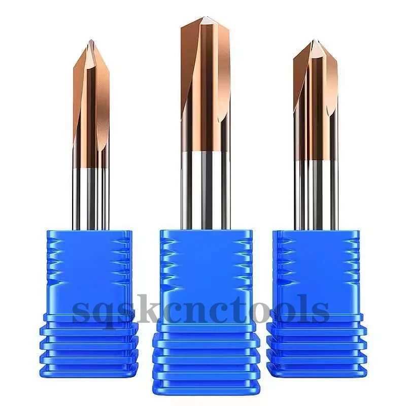 CNC Carbide Chamfer Milling Cutter 60 90 120 Degree 8mm Cutter Coated 2 3 Flutes Deburr End Mill Engraving Chamfer To Steel