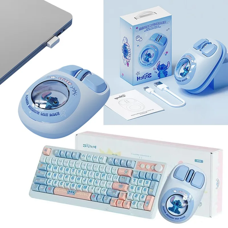 

Disney Stitch Female Wireless Mouse Anime Characters Cool Light USB Computer Universal Gaming Mouse Office Universal Mouse Gifts