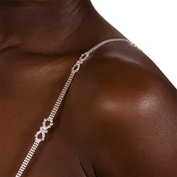 Stonefans 2Pcs Simple Rhinestone Bra Straps for Women Wedding Luxury Shiny Infinity Symbol Straps Chain Lingerie Body Jewelry