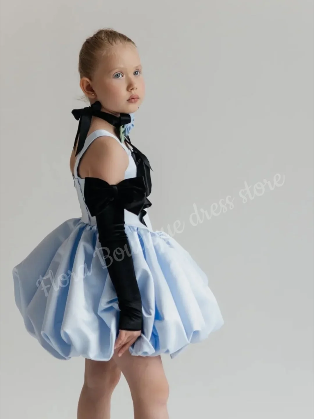 Bow Shoulder Strap Tulip Skirt Flower Girl Dress for Wedding Ceremonies Birthday Gift Parties Formal Receptions Customized