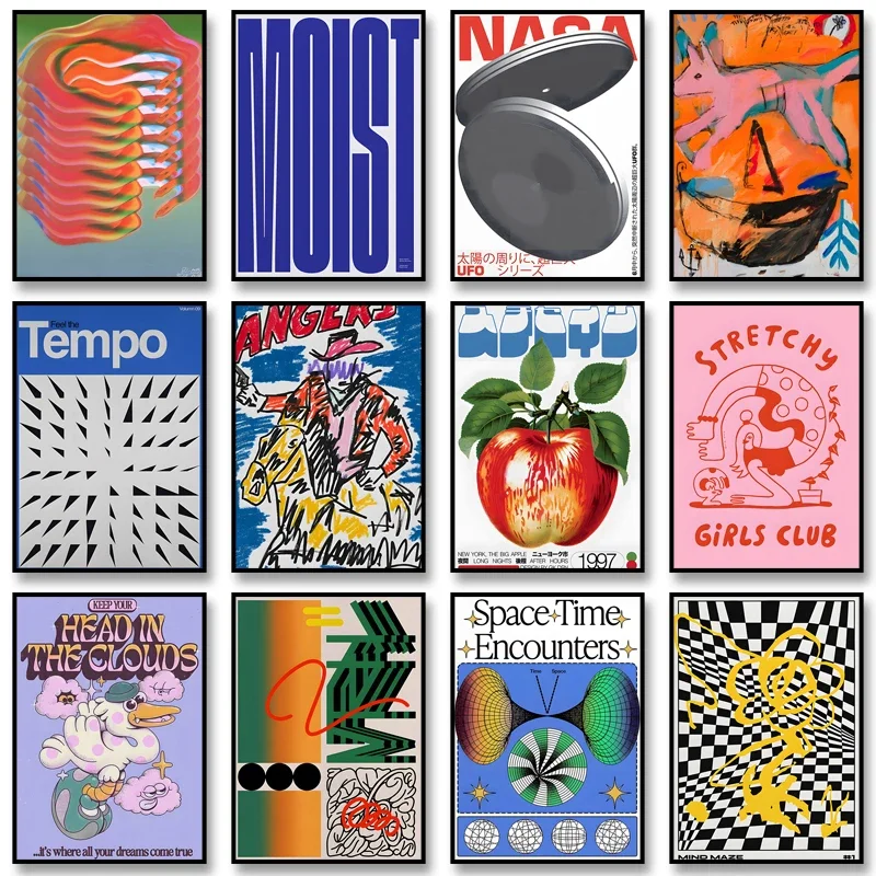 Mid Century abstracte illustratie canvas prints poster vintage Japanse kunst prints slaapkamer muur kunst home decor kunst poster geschenken - afbeelding 2