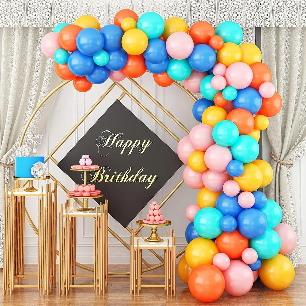 Balloon Arch Set, 87 Pieces Rainbow Balloon Garland Set Balloon Arch, Latex Balloon Rainbow Balloon Blue Pink Yellow Orange Suitable for Kidsren's Birthday Baby Shower Graduation Wedding Party Decoration Supplies