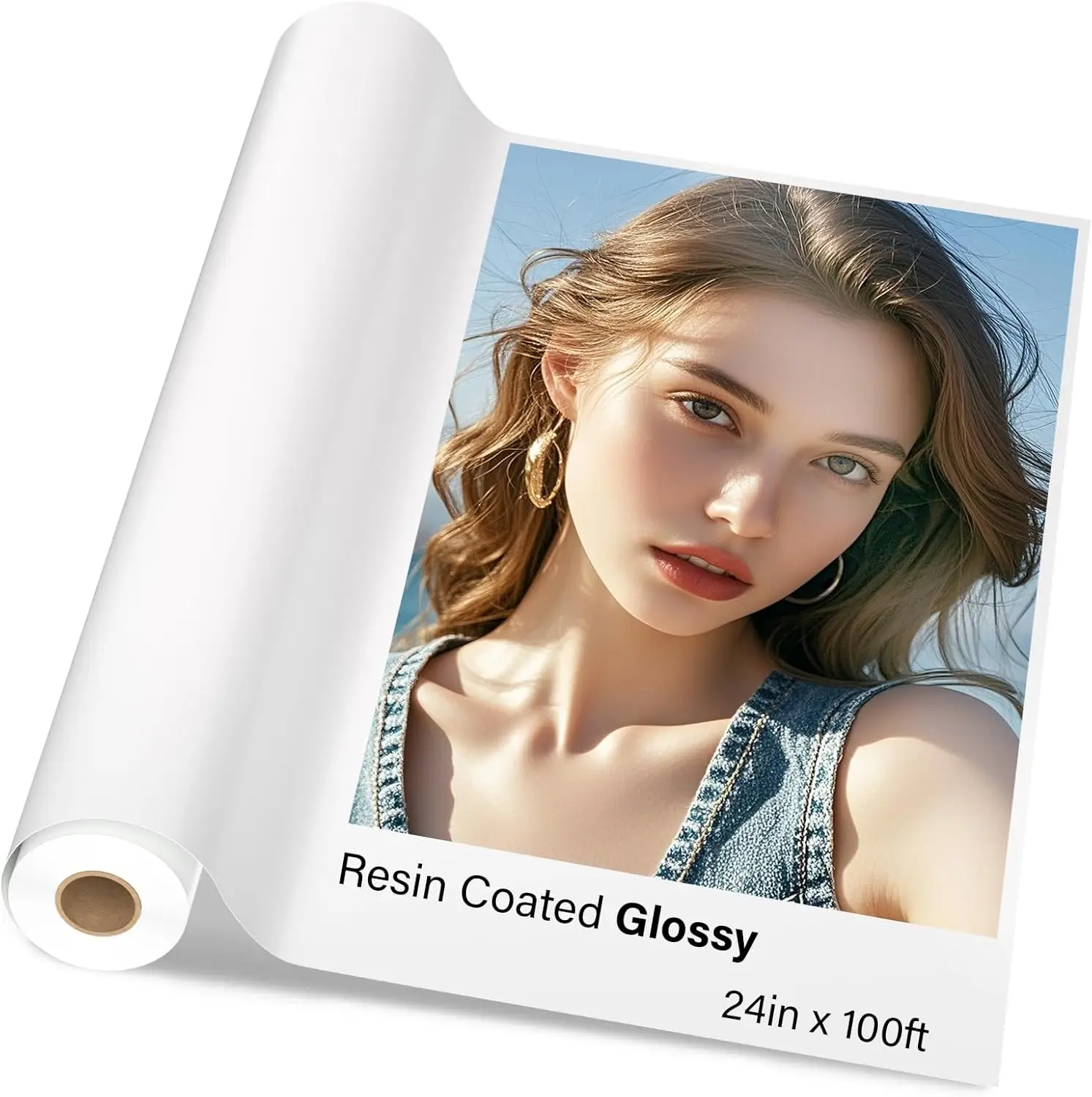 

Premium 24" x 100' Glossy Photo Paper Roll, Resin-Coated Waterproof Quick-Dry Inkjet Print
