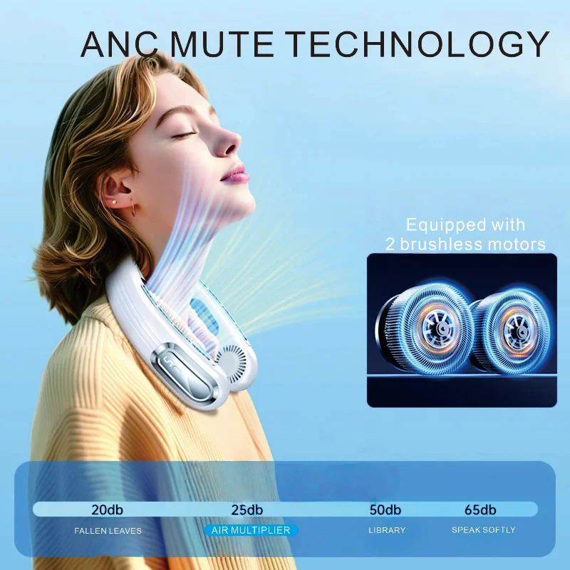 Xiaomi Portable Neck Fan USB Rechargeable Hands-Free 3 Speeds Quiet Cool for Outdoor Office Travel Summer Sale Free Shipping New