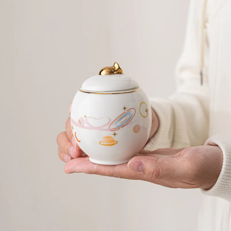 Ceramic Household Sealed Pot Mini Portable Small Tea Pot Creative Moisture-proof Small Storage Pot Ceramic Container Storage Pot