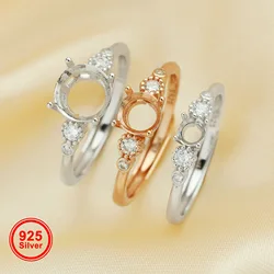 Round Prong Ring Settings,Solid 925 Sterling Silver Rose Gold Plated Ring,Art Deco Bezel Band Ring,DIY Ring Bezel 1215057
