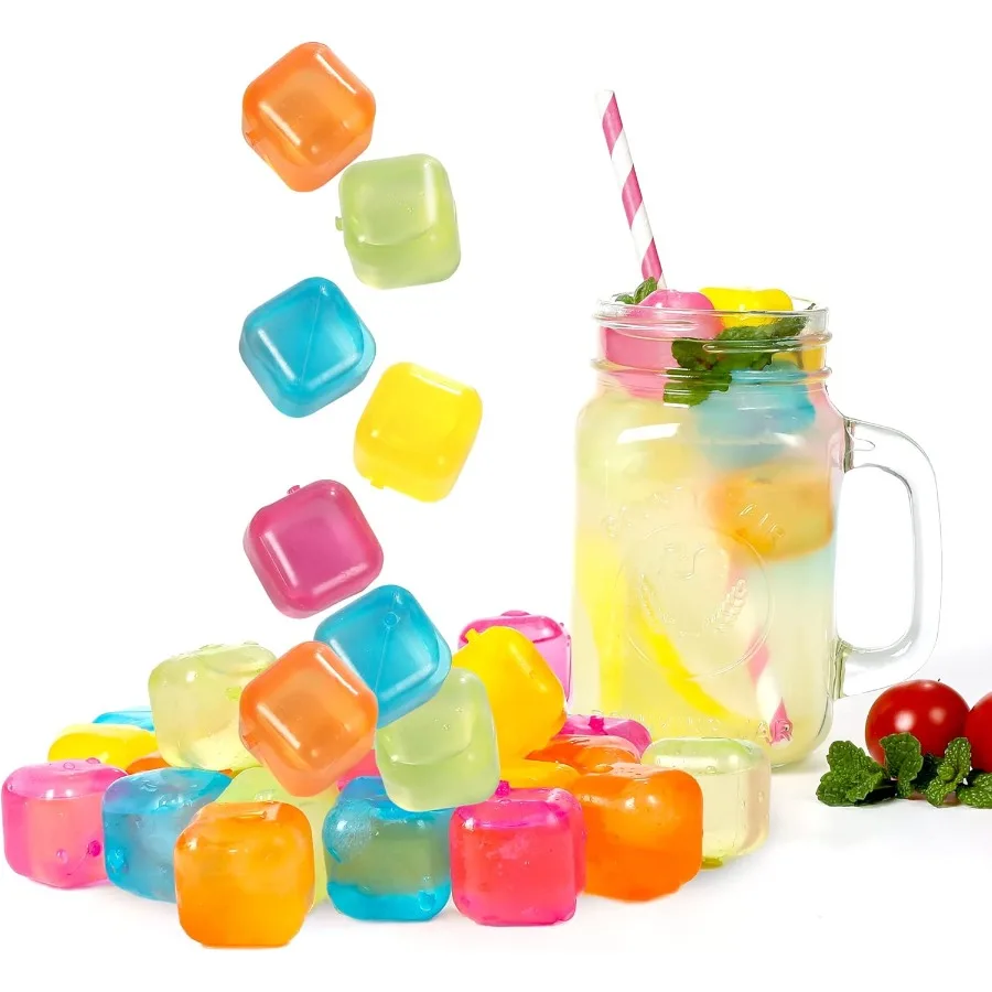 

Reusable Ice Cube Plastic Ice Cubes 25 Pack Colorful Refreezable IceCubes for drinks Whiskey Vodka or Coffee Washable Non-Melti