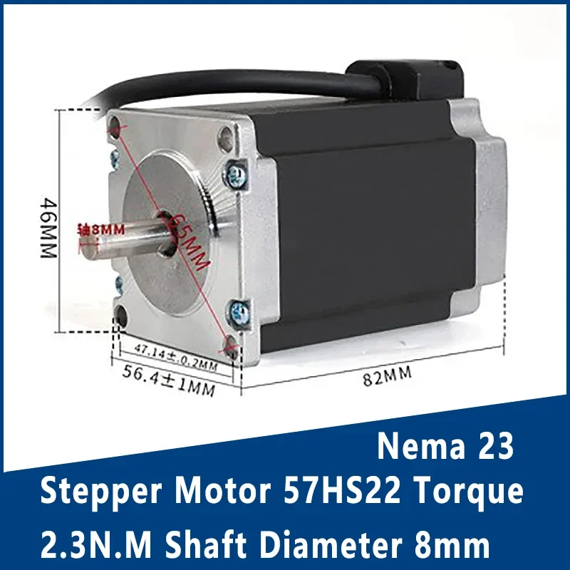 

Nema 23 Stepper Motor 57HS22 Torque 2.3N.M Shaft Diameter 8mm Single Output Shaft Step Angle 1.8 ° Durable Motor