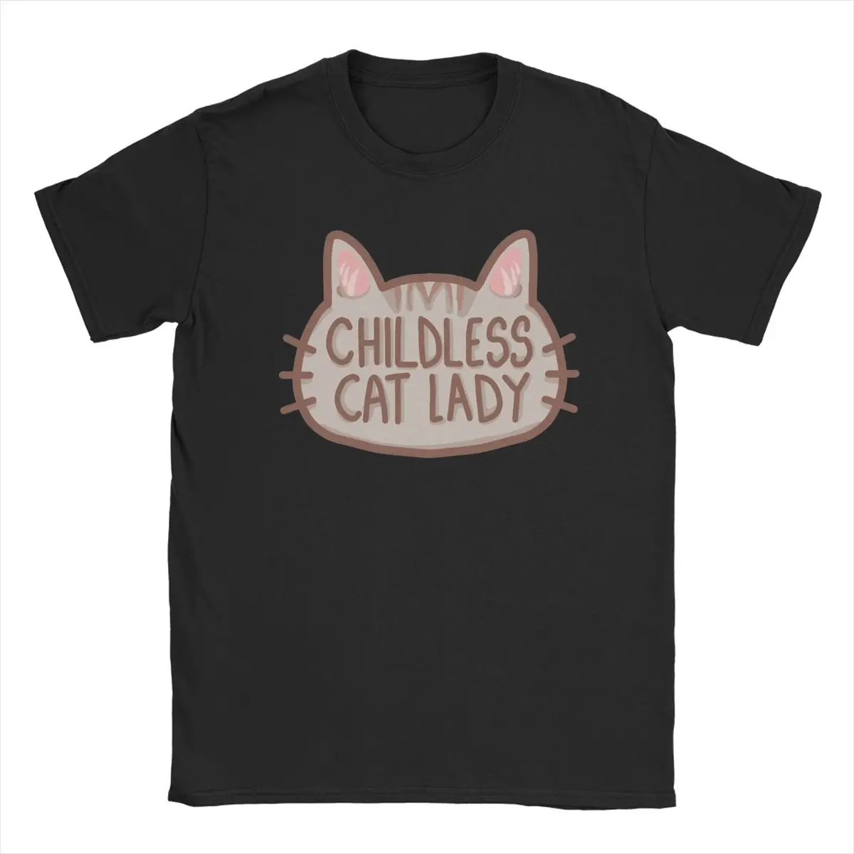 Childless Cat Lady Men T Shirts Novelty Tee Shirt Short Sleeve Crew Neck T-Shirt Pure Cotton Plus Size Clothes