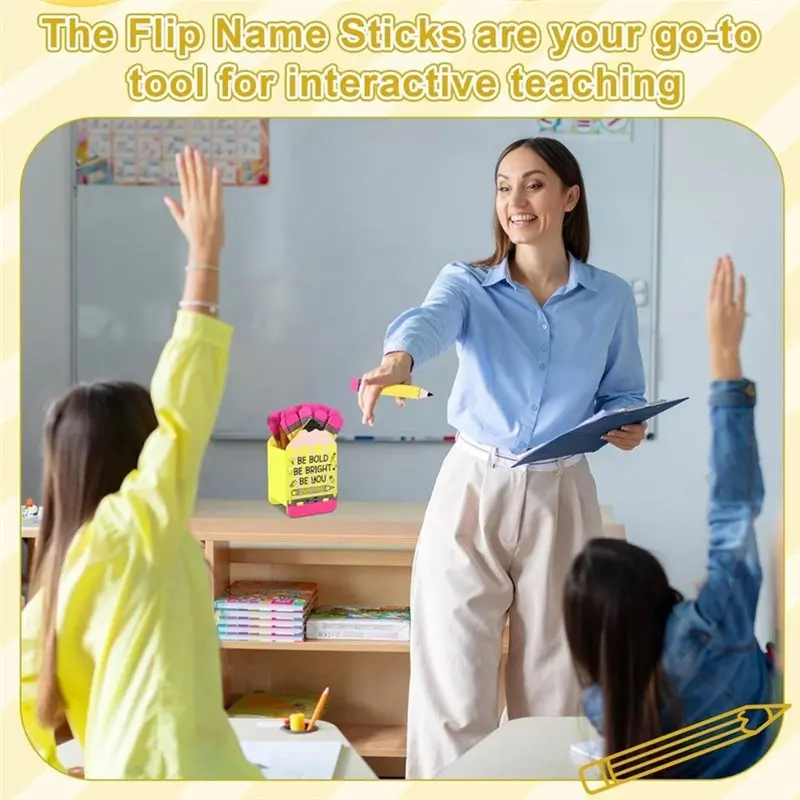 NEW HOT In Stock-For Teachers, Student Grouping, Pencil Flip Sticks 50-Pack With Storage Box-Back-To-School Classroom Management