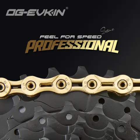 OG-EVKIN C-01 9/10/11 속도 자전거 체인 하프/풀 중공 자전거 체인 마운틴/로드 체인 초경량 116 퀵 링크 골드/실버