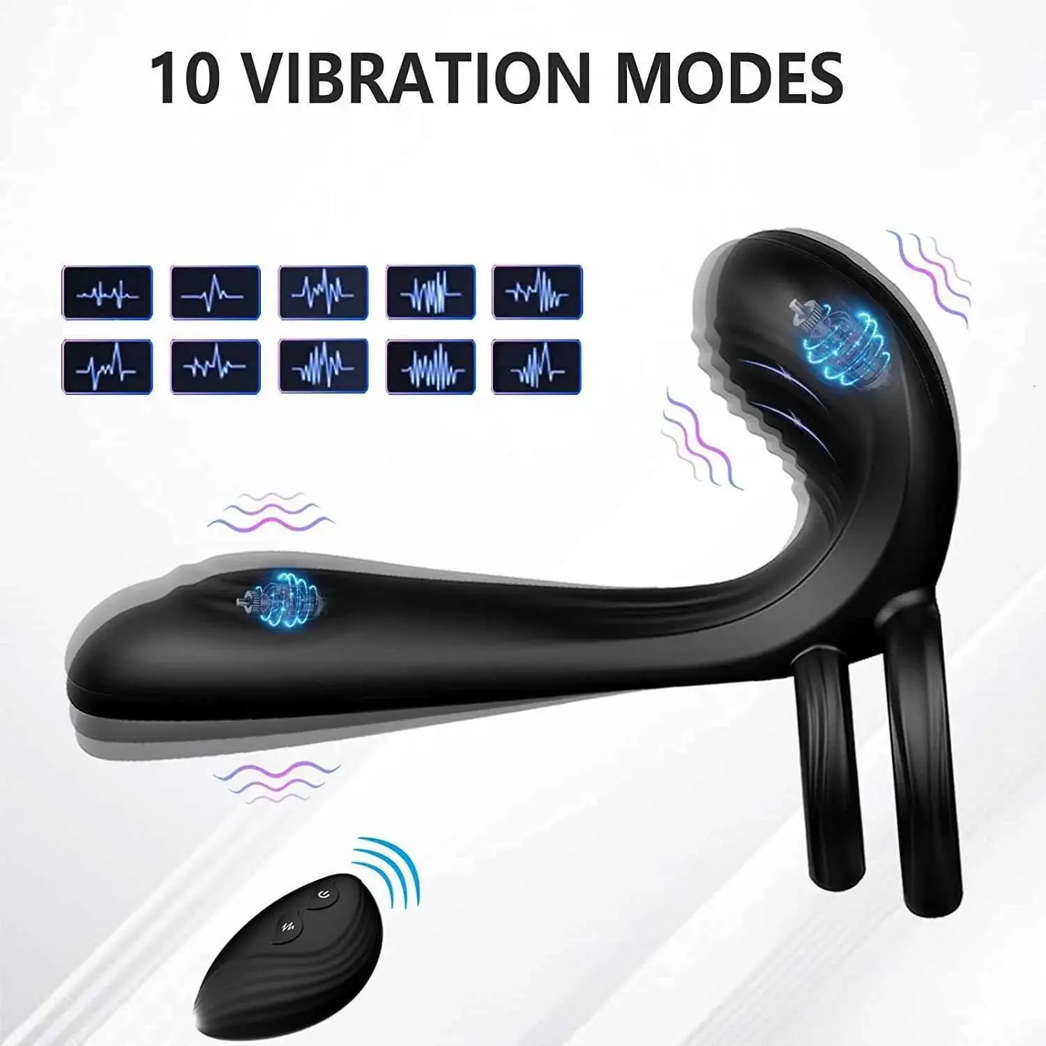 Masturbatore giocattolo del sesso coppia vibratore con doppio anello del pene 10 modalità vibrante G-spot e Clitor Simulator 3 in 1 ricaricabile Wat