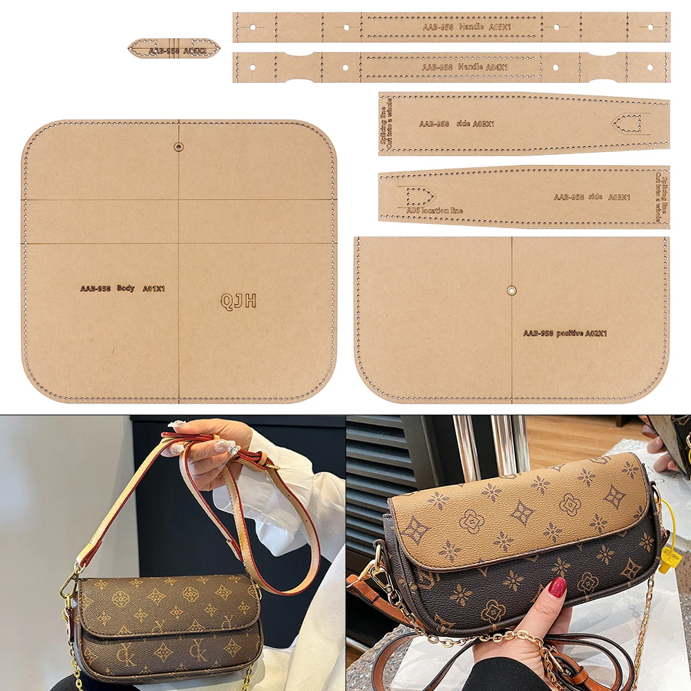 1 Set Damen-Schultertasche, Modische Geldbörsen - Kraftpapier-Vorlage, DIY Leder Handarbeit-Schablonen zum Nähen mit Loch
