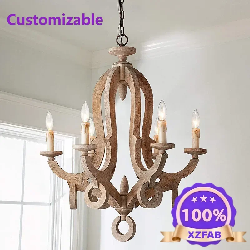 Factory Direct 2026 Cross-border special for American rural solid wood chandeliers, living rooms, restaurants, homestays