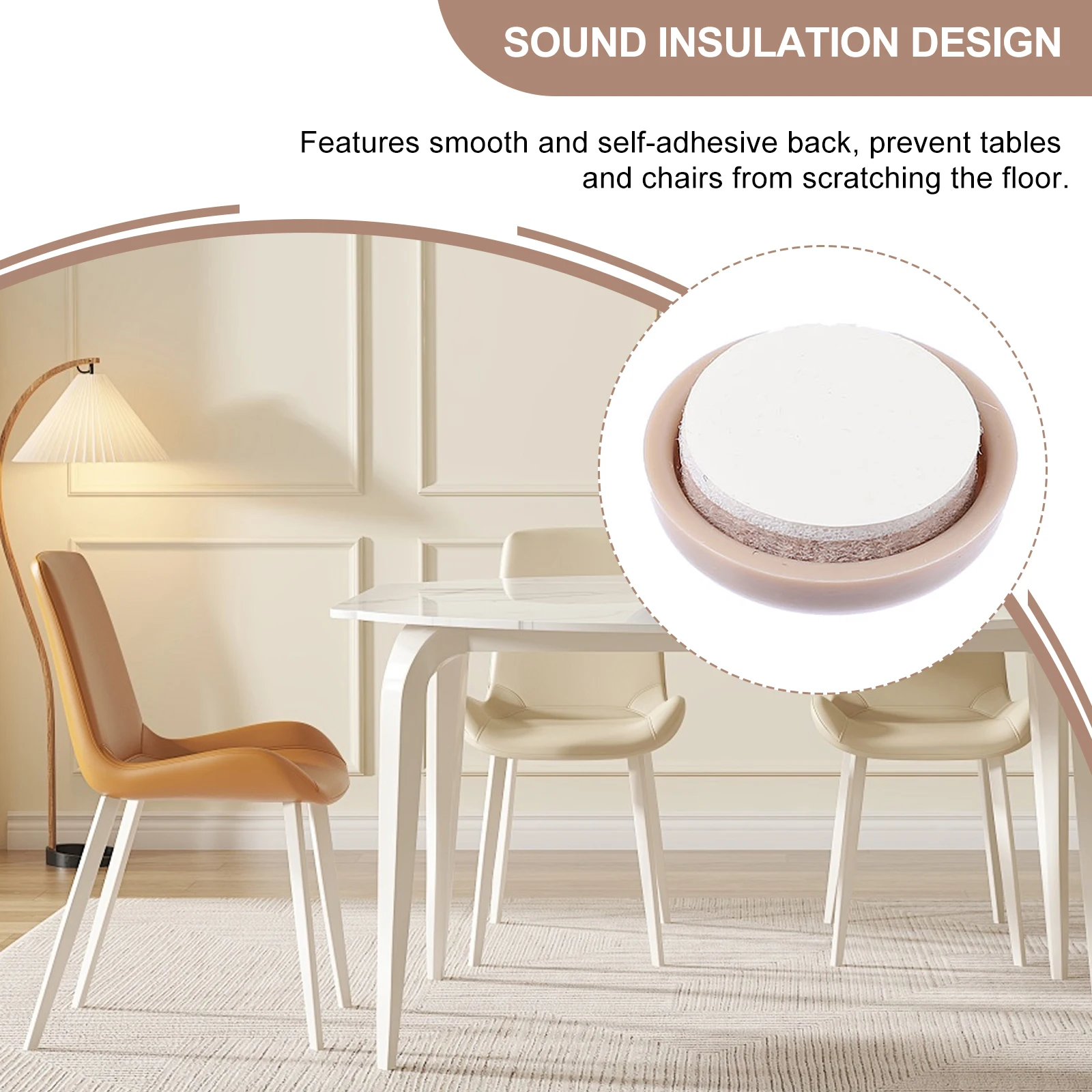 

16Pcs Furniture Glide Leg Bottom Round Pads 22mm Self-Adhesive Noise-Proof Floor Protectors for Chairs Tables Cabinets Stools