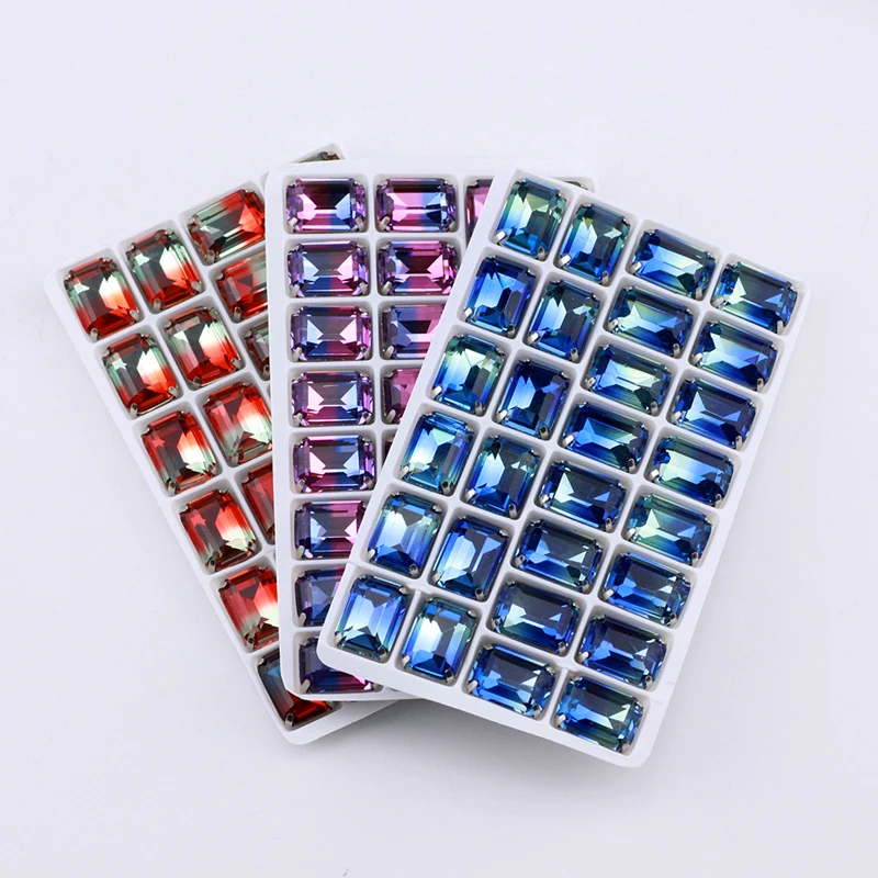 10x14mm 4627 Sew on rhinestone  claw for  K9 Crystal Tourmaline colors Thin octagon fancy stone for sewing