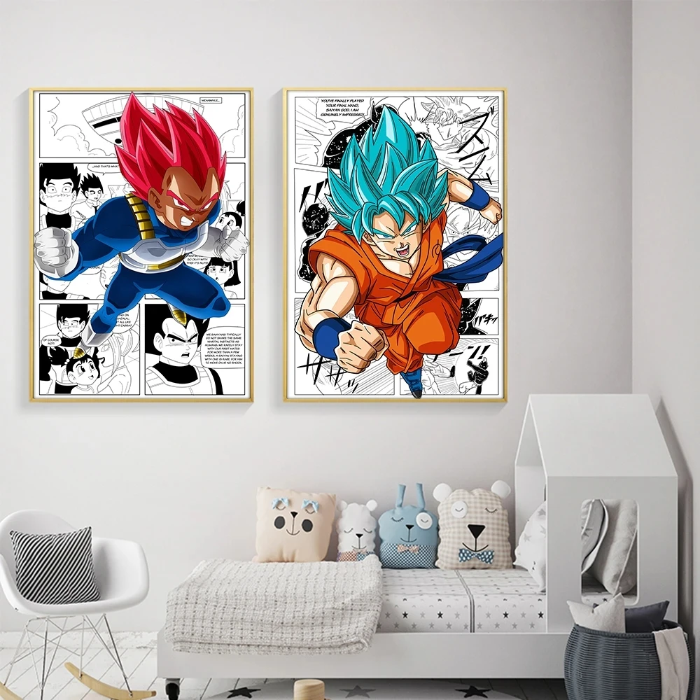 2023 New Anime Dragon Ball Poster Cartoon Character Vegeta Goku Piccolo Bulma Wall Art Canvas Painting Home Decoration Aesthetic