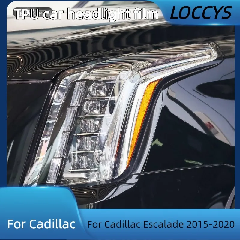 

For Cadillac Escalade 2015-2020 Car Headlight Protection Tint Film Smoke Black TPU Protective Transparent Sticker Accessories