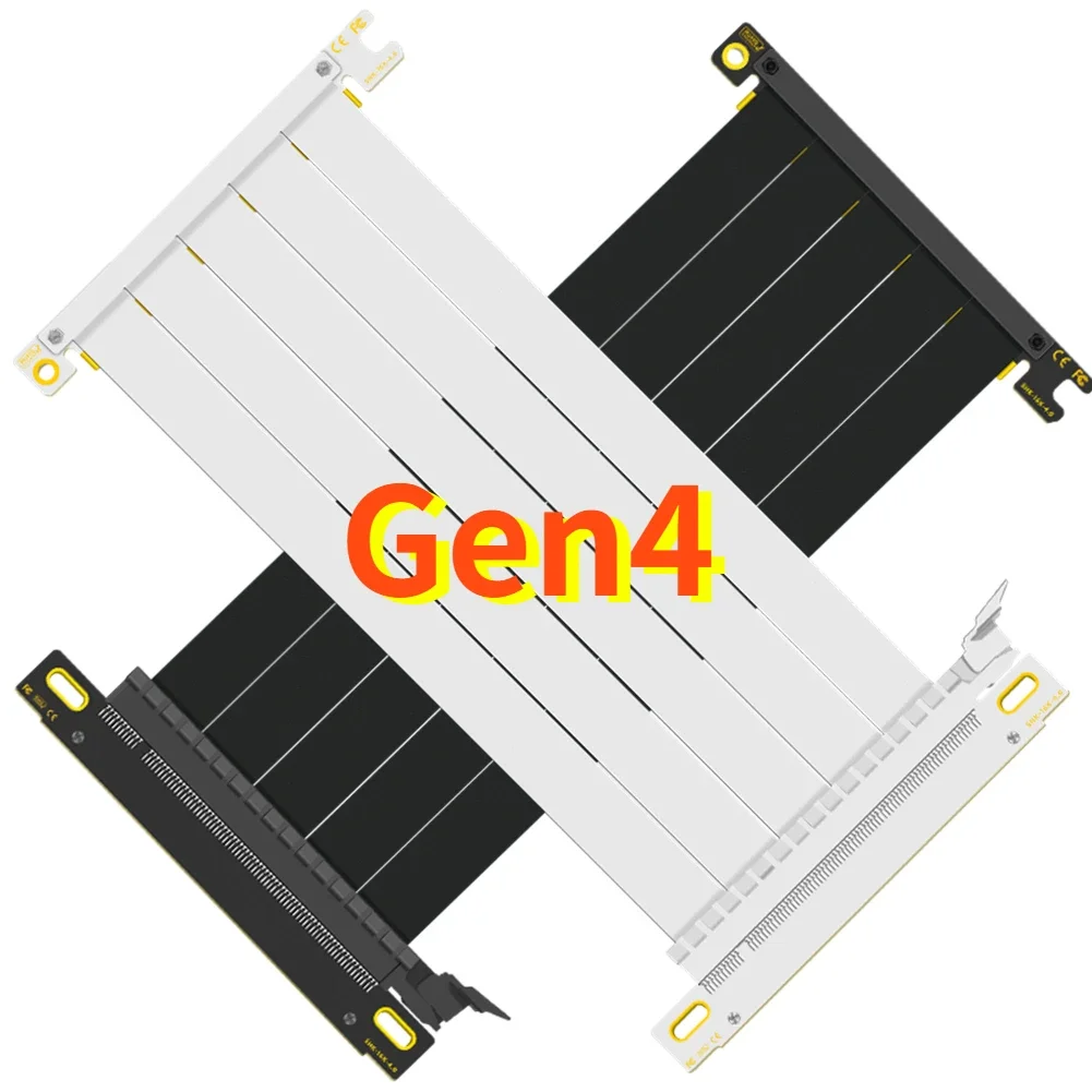 duplo reverso placa grafica cabo de extensao pcie 40x16 a x16 gen4 flexivel gpu riser placa itx conector extensor preto branco 01