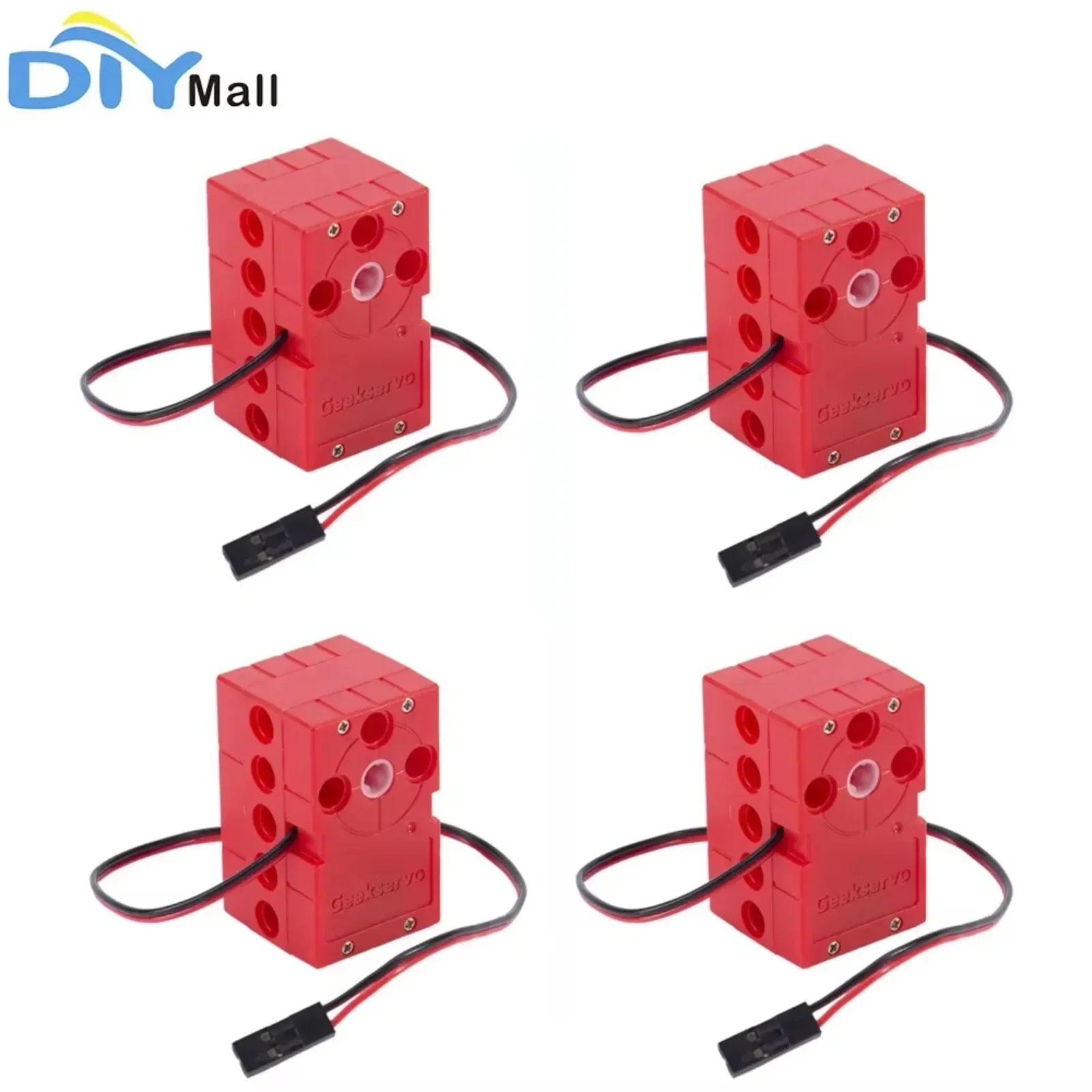 4Pcs Geekservo Programmable 360 Degree 2KG Grey Servo and 4Pcs Red Motor , Dual Output Shaft Servo Compatible with Legoeds