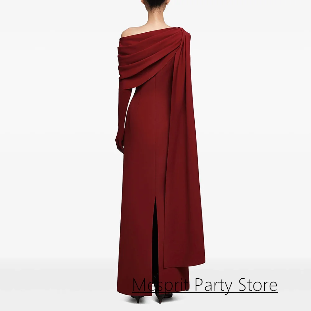 Simple Burgundy Evening Dress Customized One Shoulder Ankle Length A Line Arabian Formal Party Gown Saudi Prom Dresses image 2