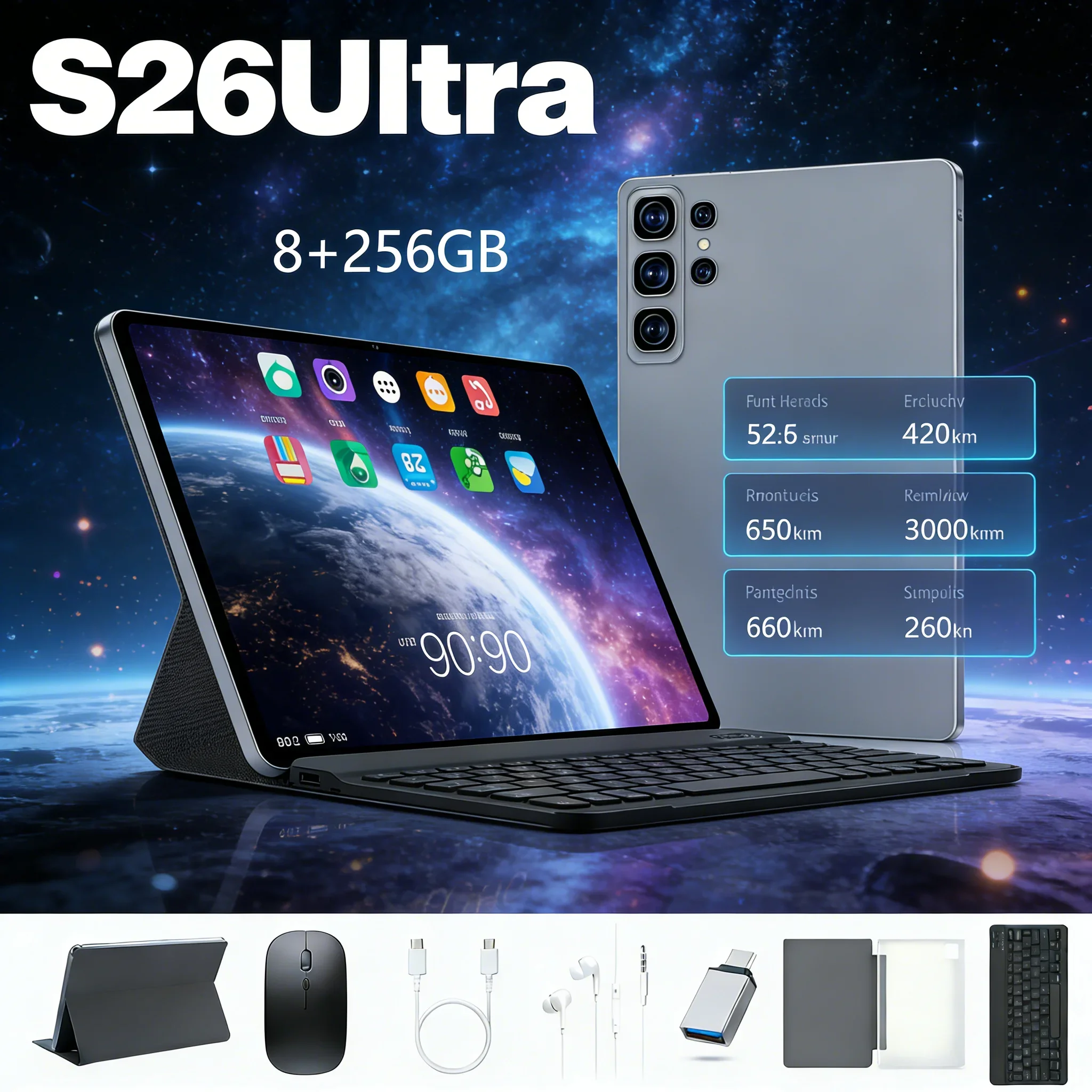 Hot Selling S26 Ultra Tablet PC 8GB 256GB Android 15 Big Battery High Performance Tablet