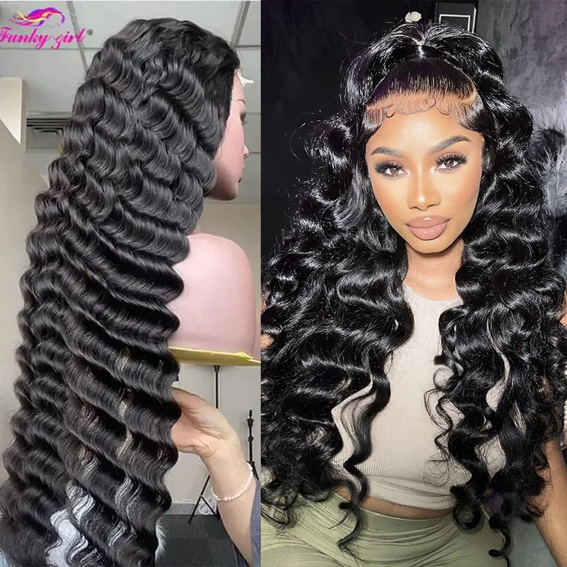 Loose Deep Wave Curly Wigs 13x6 HD Lace Frontal Wigs 100% Real Human Hair Loose Deep 4x4 Lace Closure Human Hair Wigs For Woman