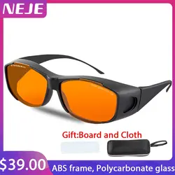 NEJE OD 4+ 190NM-540NM/900NM-1100NM WAVELENGTH UV/PURPLE AND BLUE LASER SAFETY GLASSES (ORANGE)