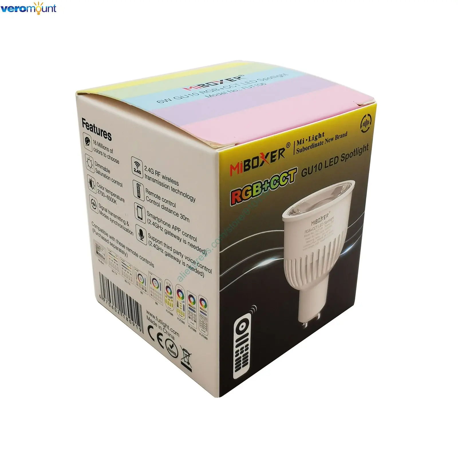 Imagem -05 - Miboxer Fut106 6w Gu10 Rgb Mais Cct Led Spotlight Ac110v 240v Wifi App 2.4g rf Remoto sem Fio Alexa Google Controle de Voz Holofote