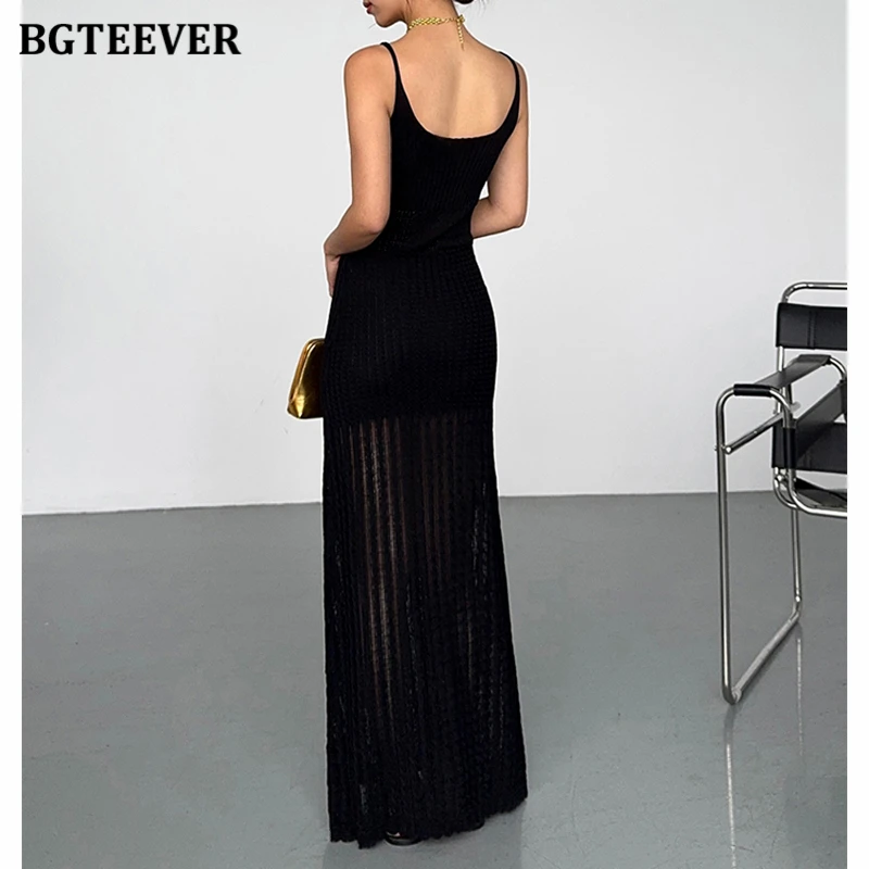 BGTEEVER Stylish V-neck Female Skinny Knitted Bodycon Dress Summer Fashion Women Sleeveless Package Hip Dress Ladies Vestidos