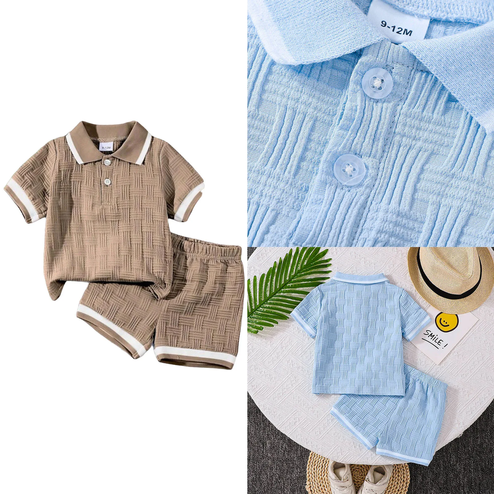 

Летний модный повседневный жаккардовый костюм для маленьких мальчиков: топ с коротким рукавом и отложным воротником, шорты, для повседневной носки, вечеринок и фотосессий