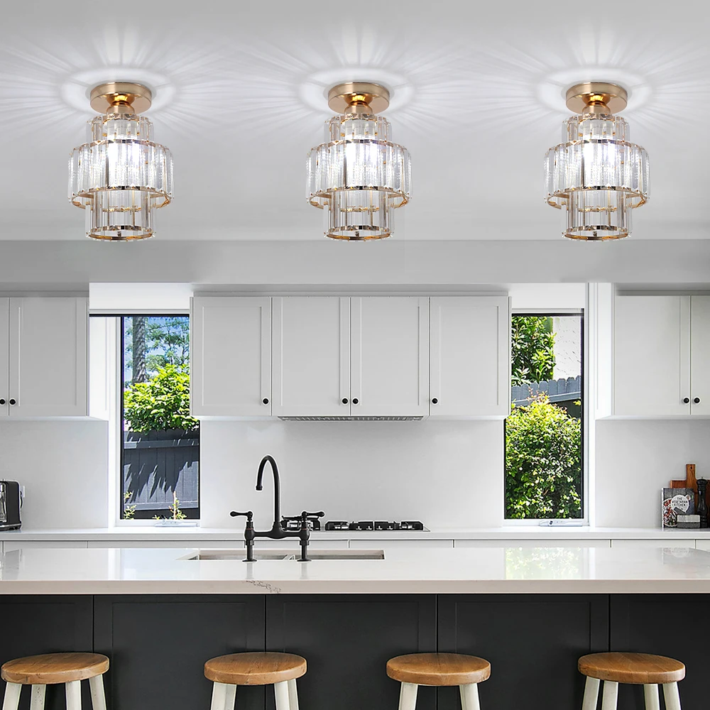 Modern Crystal Ceiling Lamp Led Hanging Lights Home Appliance Dining Room Nordic Loft Chandelier Bedroom Bedside Decora Fixtures