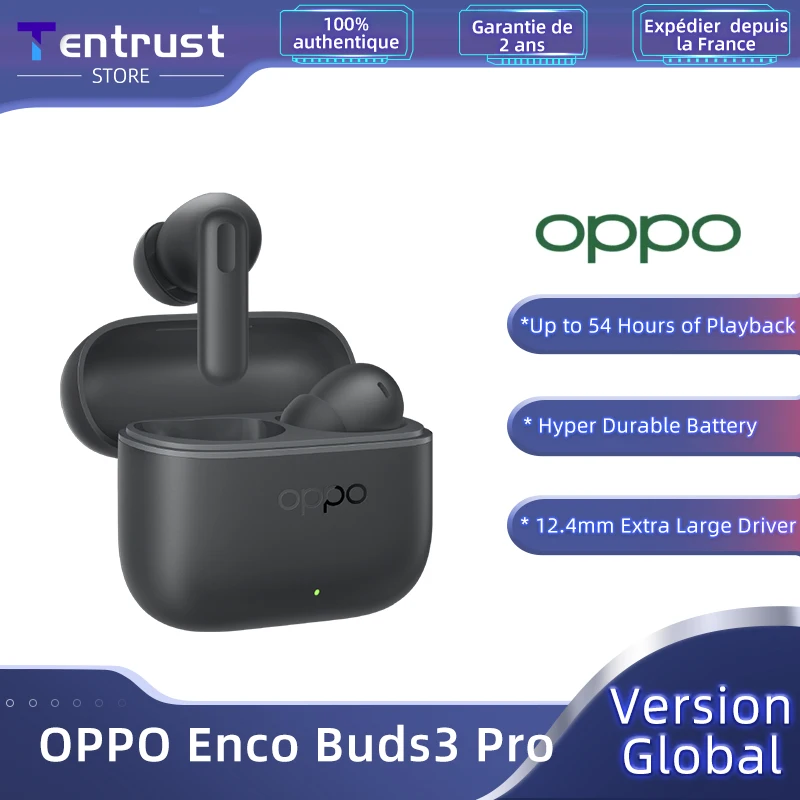 الإصدار العالمي OPPO Enco Buds3 Pro سماعة أذن لاسلكية حقيقية، عمر بطارية 54 ساعة، محرك ديناميكي 12.4 مم، BT 5.4، IP55 #1