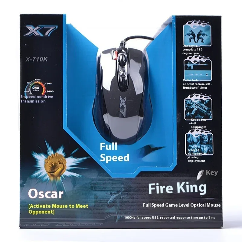 

A4TECH Bloody X7-710K Wired Mouse Normal Activated Ergonomic Macro Programming 2k Dpi Custom Engine Office E-sports Gaming Mouse