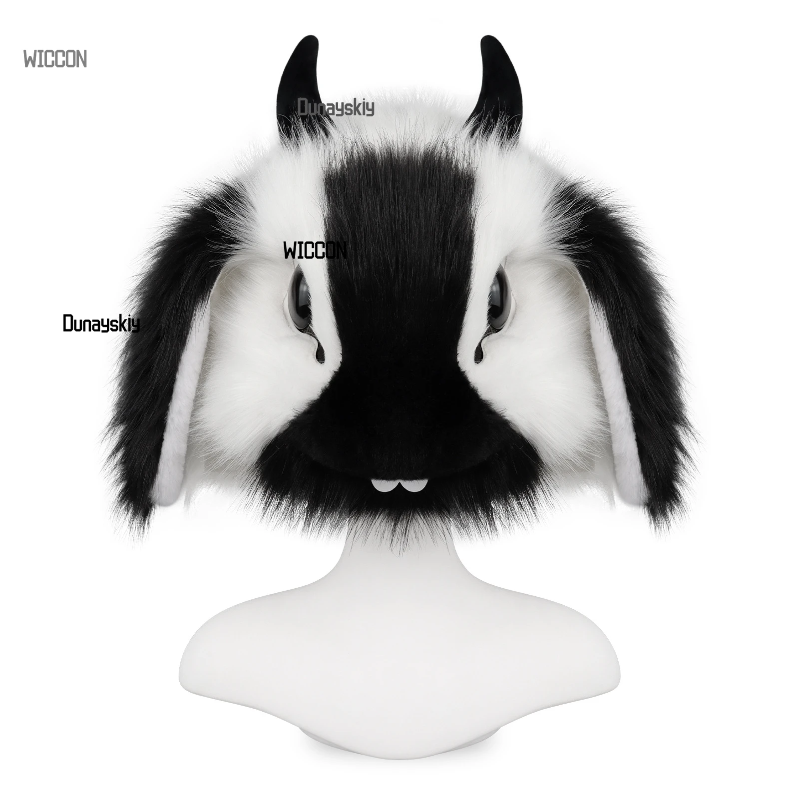 فروي رأس أرنب قطيفة مع آذان متدلية kawaii Jirai Kei أزياء تنكرية عالية الجودة ملحقات حفلات الهالوين