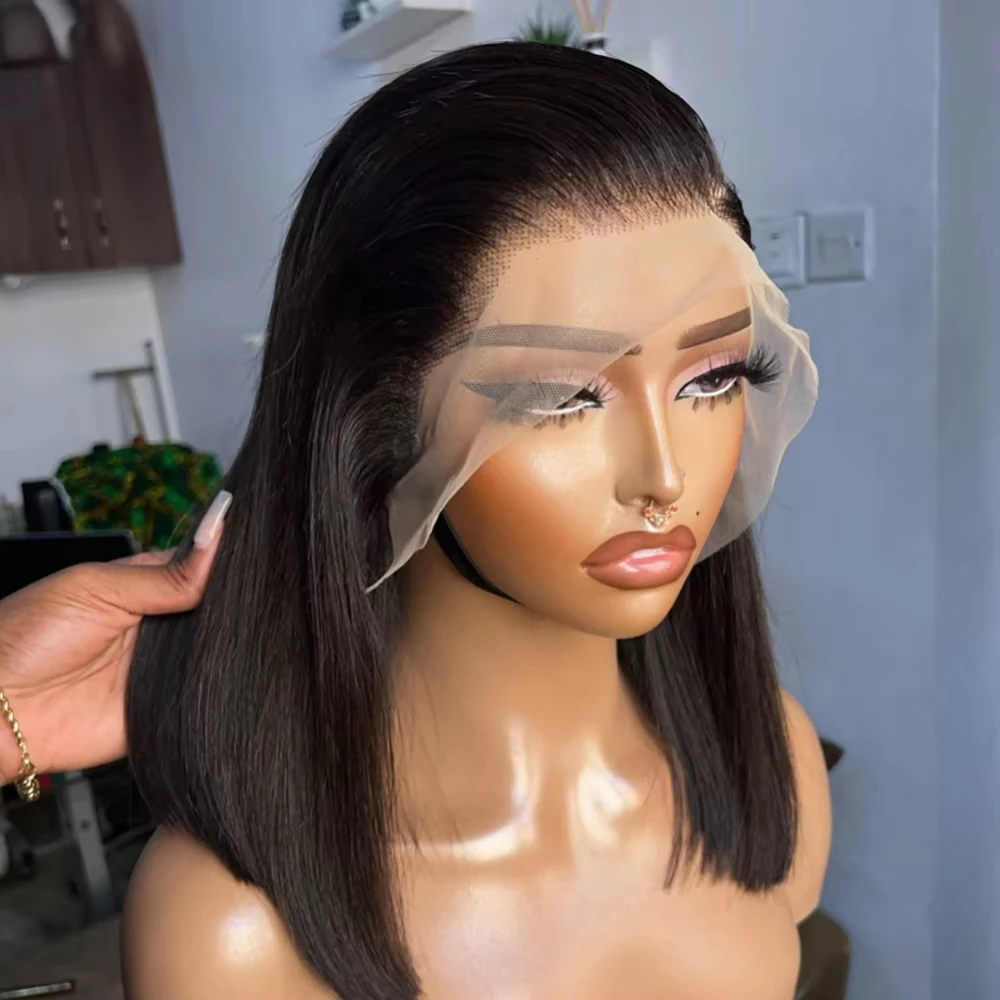 

Straight Short Bob Wigs 13x4 Lace Front Wigs 100% Remy Human Hair Wigs For Women Transparent 4x4 Lace Closure Wig 12 14 Inch