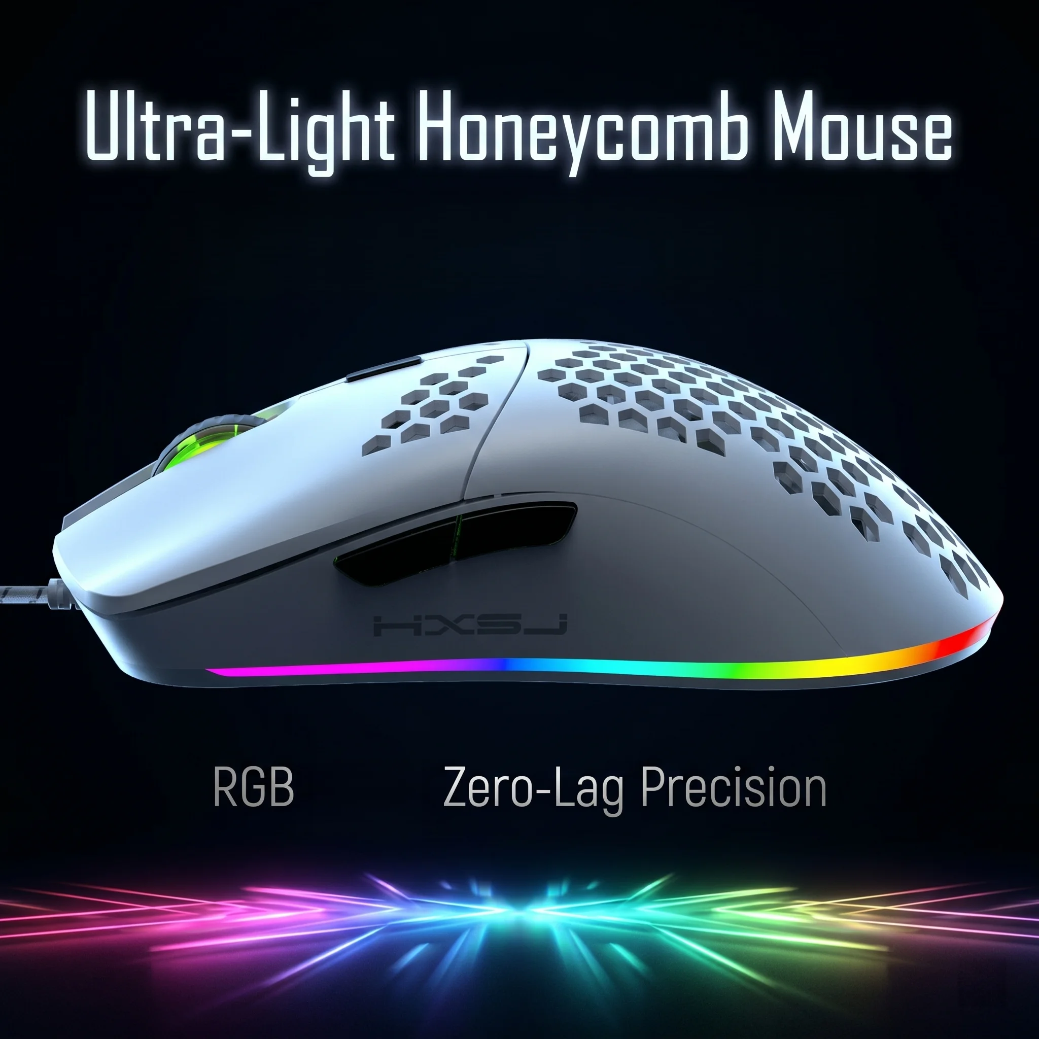 6 Buttons RGB PC Gaming Mouse USB Wired - Black/White High Sensitivity Ergonomic Optical Plug N Play
