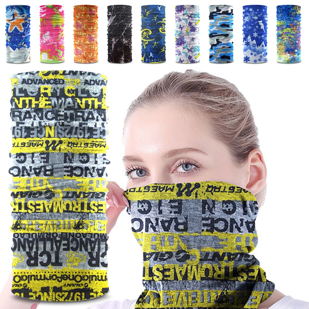 Windproof Headband Printing Cycling Scarf UV Mask Shield Outdoor Climbing Hiking Ski Fishing Headwear Bandana Tube Neck Scarf