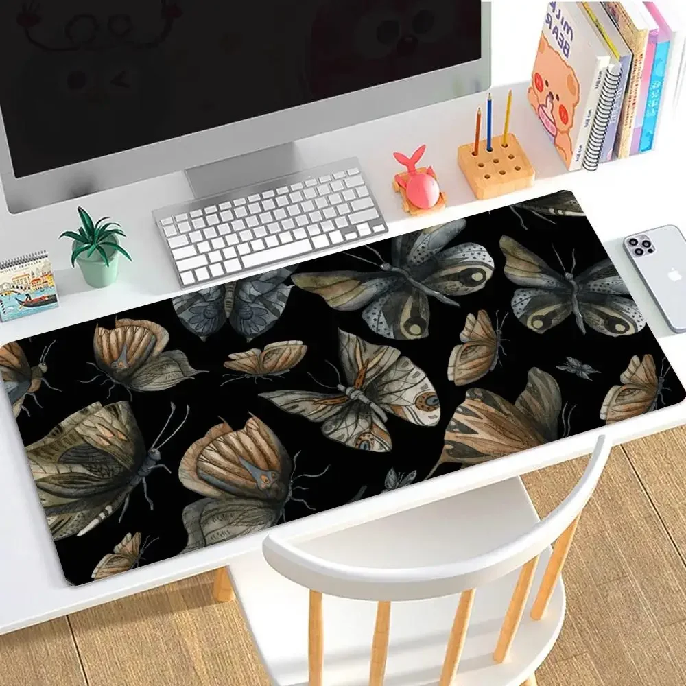 Black Background Red Yellow Hibiscus Mouse Pads Oil Painting Tropical Plant Keyboard Mat For Gaming