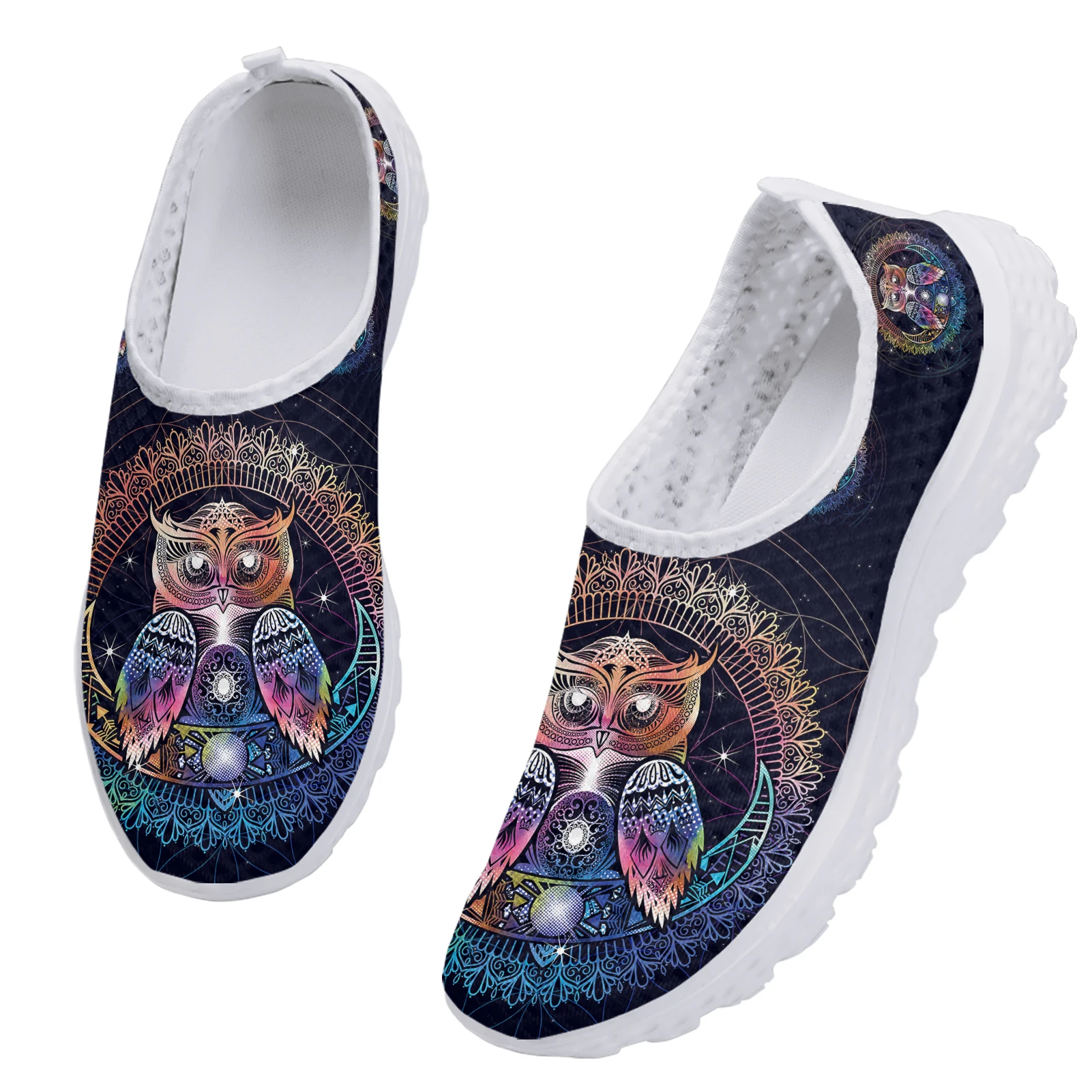 Trendy Gradient Color Boho Owl Design Brand Slip On Comfortable Summer Women's Shoes Casual Sneakers Zapatos Planos