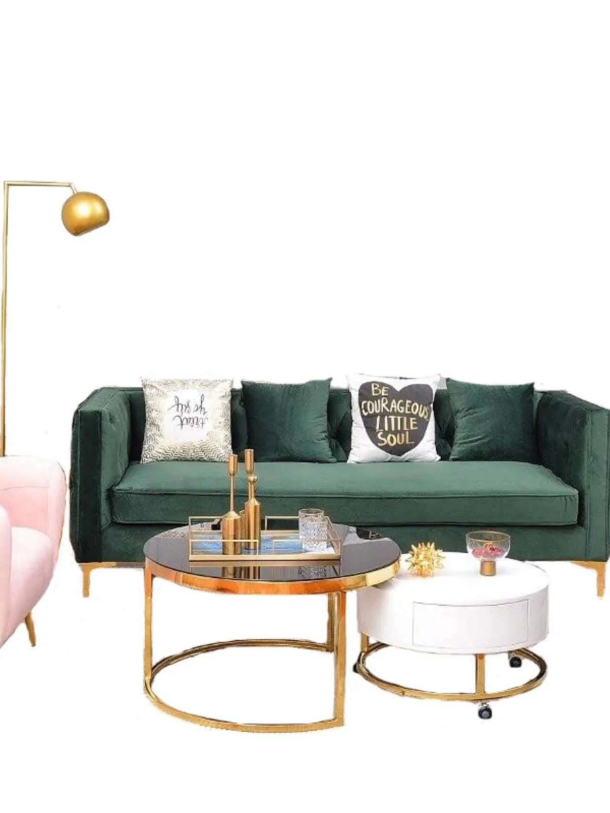 

Light luxury modern small apartment living room double three velvet Nordic simple leisure creative Internet celebrity pull b