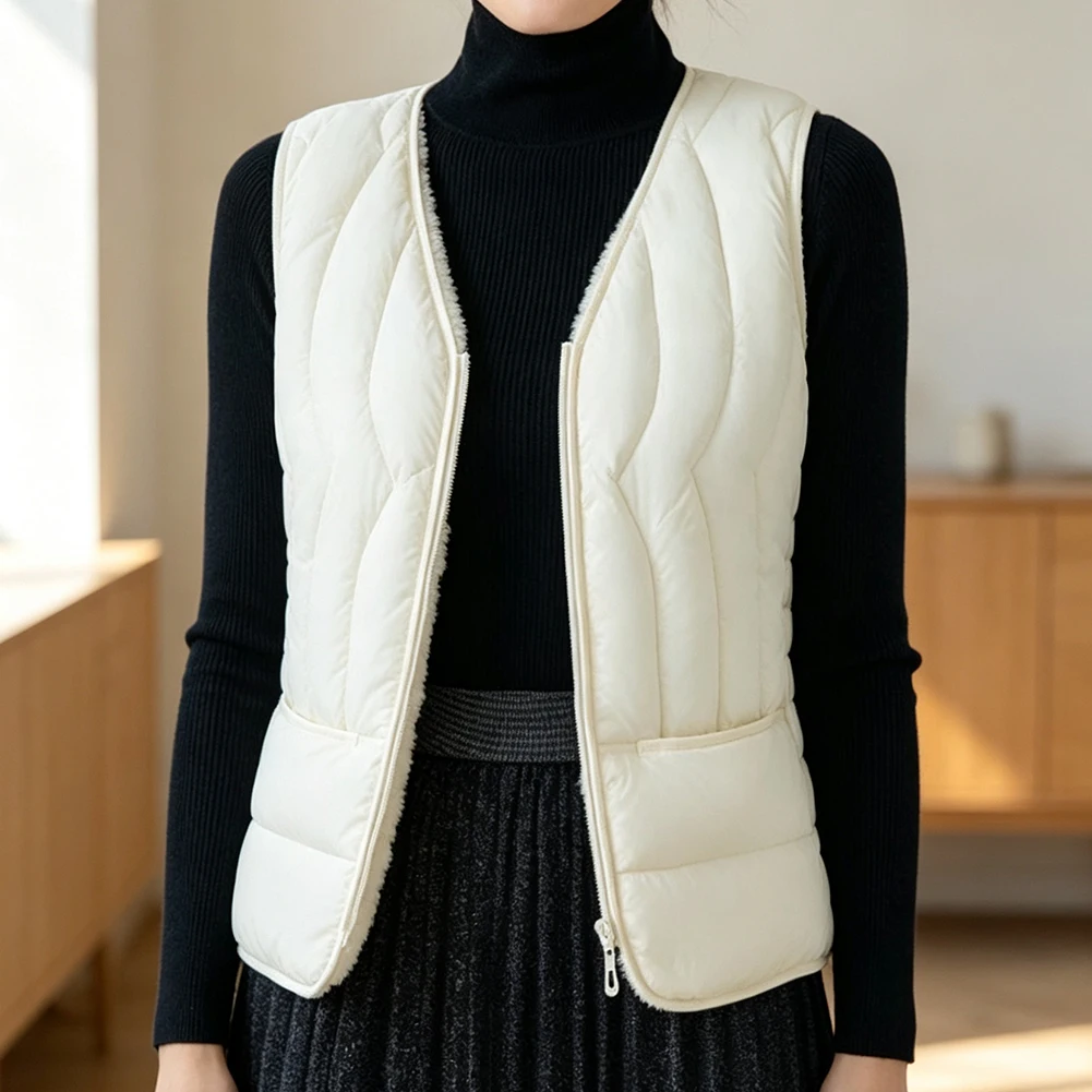 Womens Sleeveless Fleece Lined Vest Lightweight Warm Casual Outerwear Designed for Layering in Variable Temperature Environments